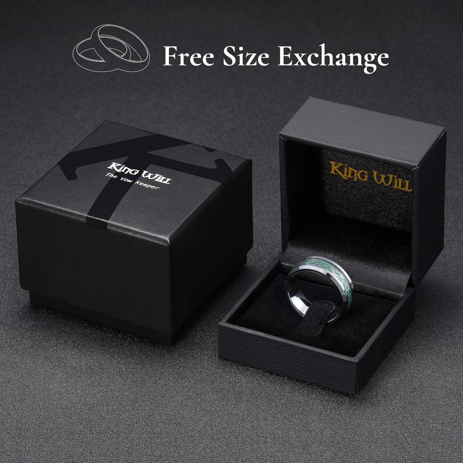 imageKing Will Mens Dragon Celtic Tungsten Ring 5678mm Widths Polished Beveled Edge Comfort Fit Carbide Wedding Band Promise Rings Size 416CBlackSilver 8mm