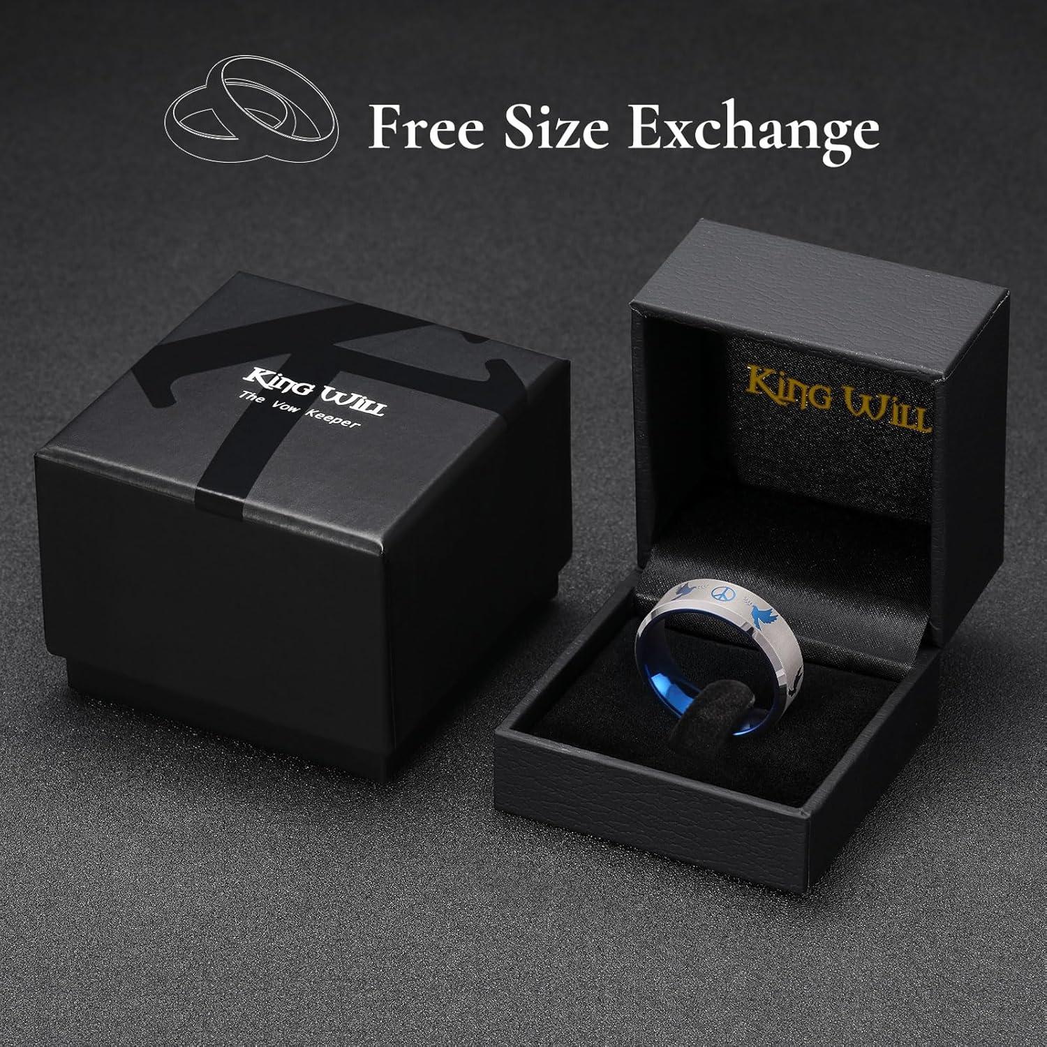 imageKing Will Mens Tungsten Carbide Ring Wedding Band Comfort FitSilverPeace Dove