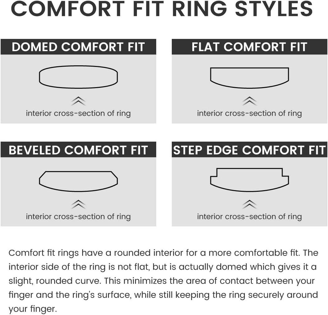 imageKing Will Hammered 8mm Silver Tungsten Ring Hammer Men Wedding Band Comfort FitStep Edge