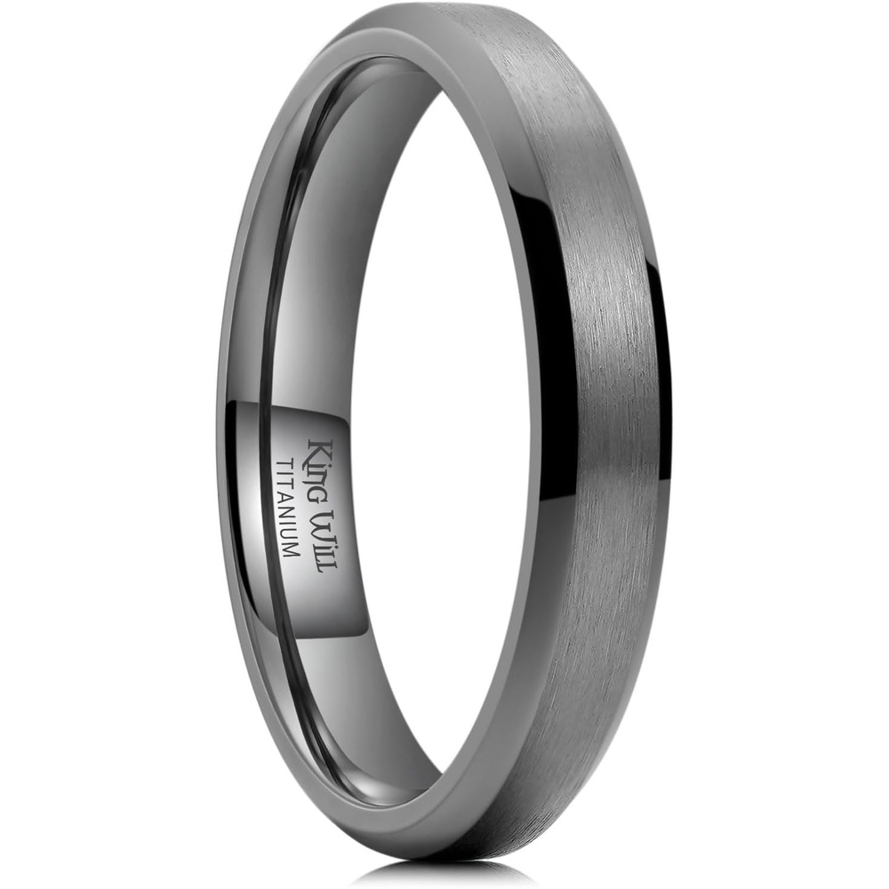 image:imageKing Will Titanium Wedding Band for Men Women 310mm Width BlackSliverGold High Purity Titanium Promise Wedding Ring Comfort Fit for Daily Wear Size 614Gunmetal Gray4mm