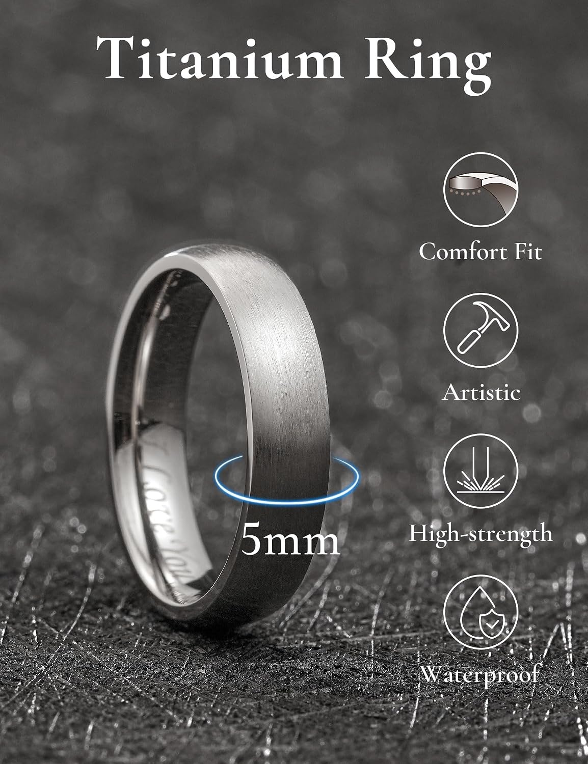 image:imageKing Will Titanium Wedding Band for Men Women Size 416AAll silver5mmLOVE