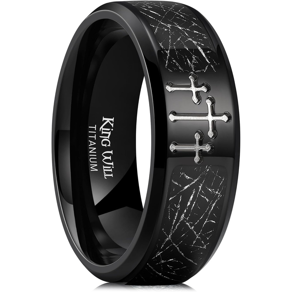 image:imageKing Will Cross Titanium Wedding Band for Men WomenBBlack