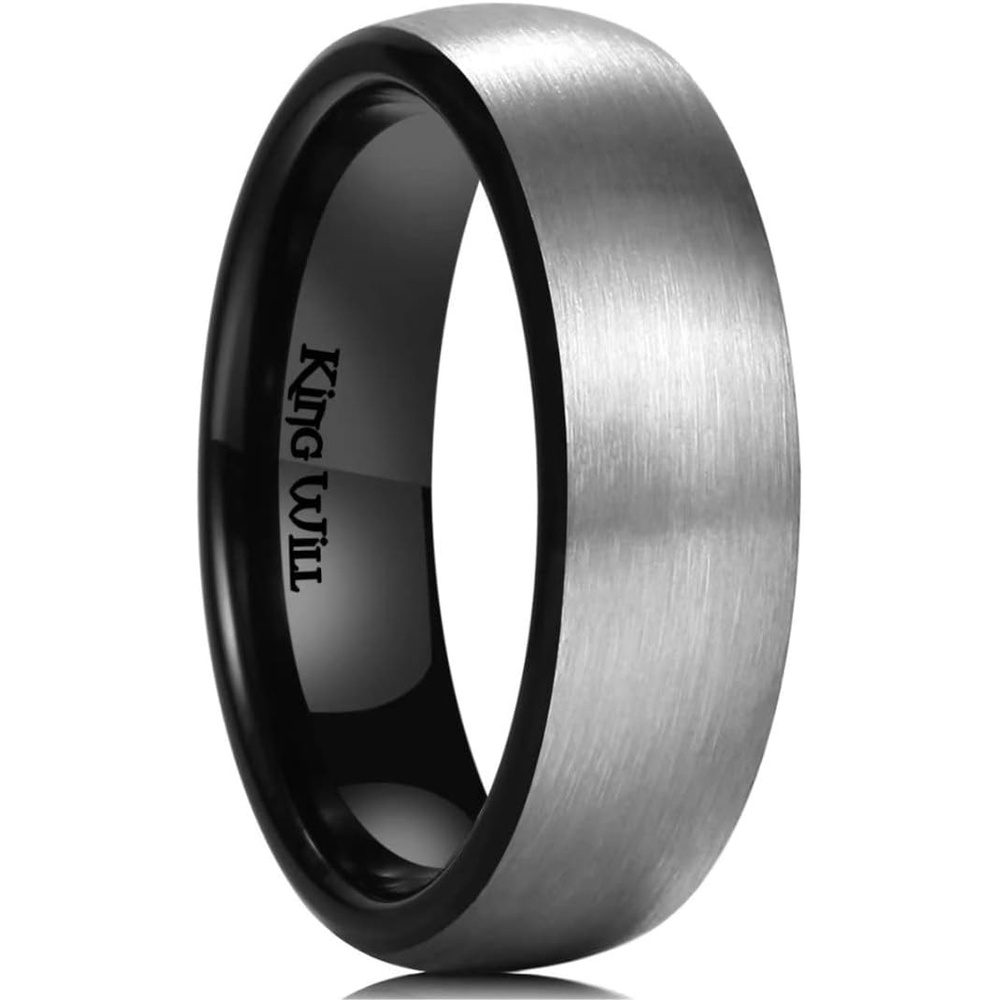 image:imageKing Will Titanium Wedding Band for Men Women Size 416CInner Black8mm