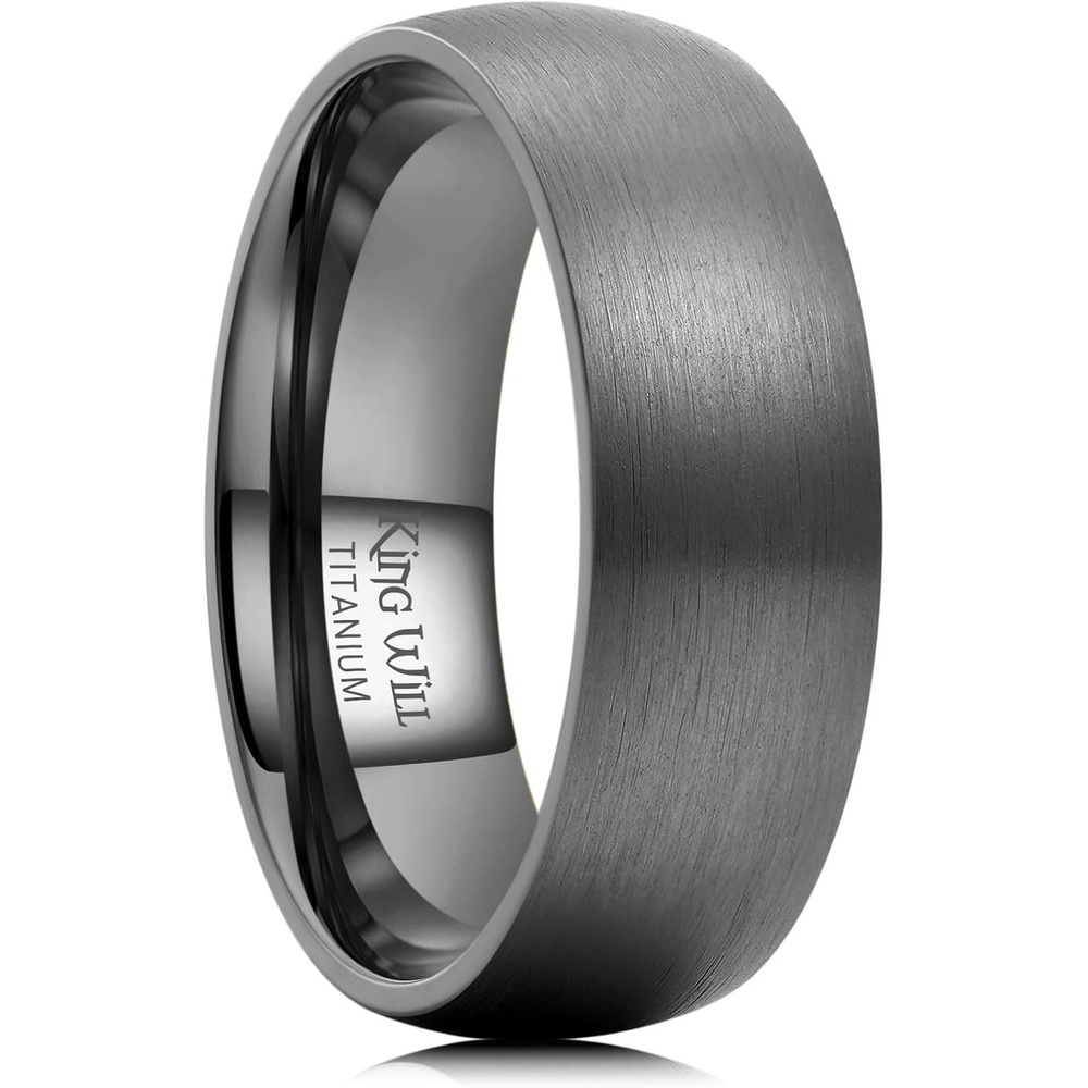 image:imageKing Will Titanium Wedding Band for Men Women Size 416FGunmetal Gray8mm