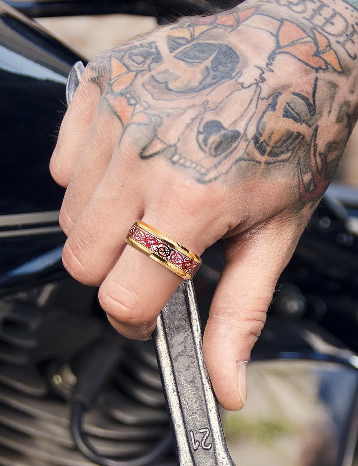 image:imageKing Will Mens Dragon Celtic Tungsten Ring Size 416BRedGold 8mm