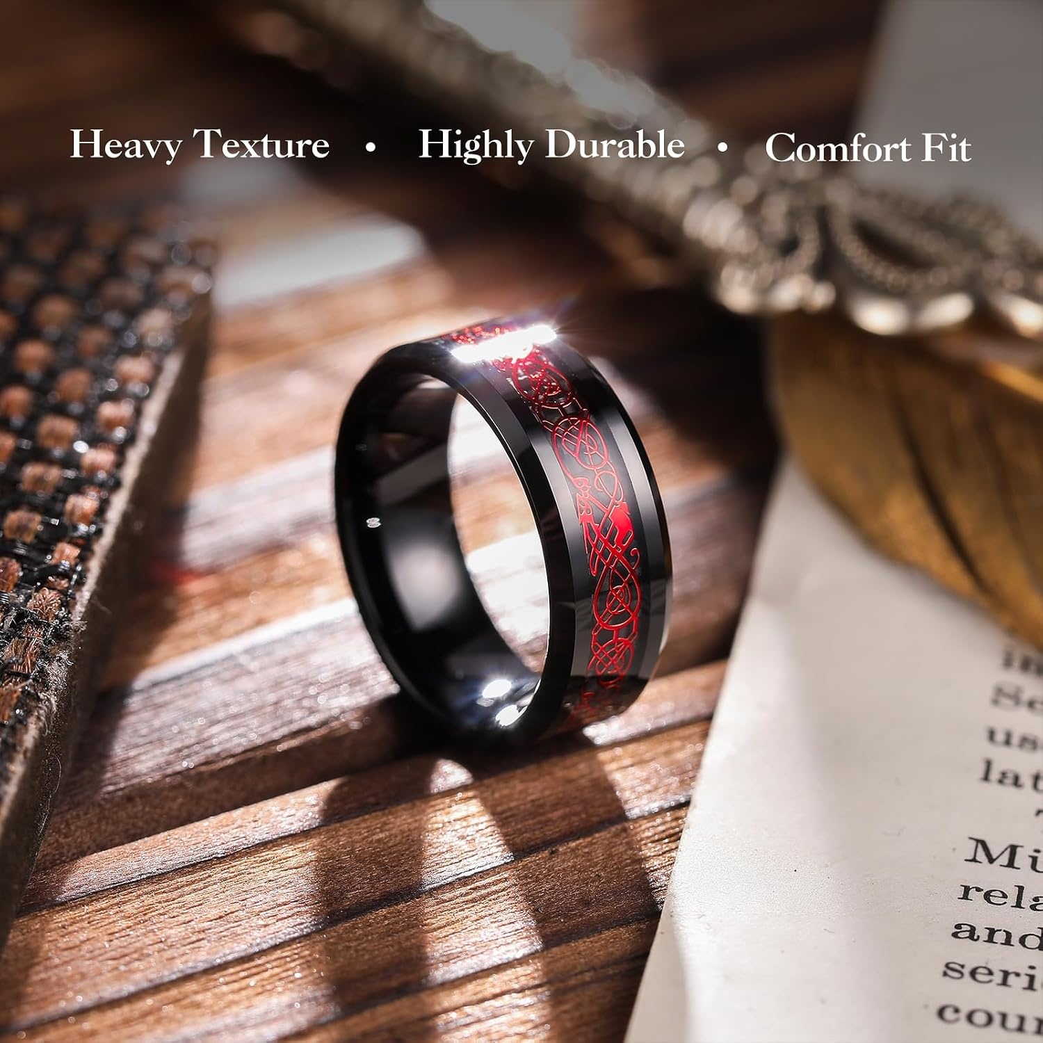 image:imageKing Will Mens Dragon Celtic Tungsten Ring Size 416Black Red 8mm