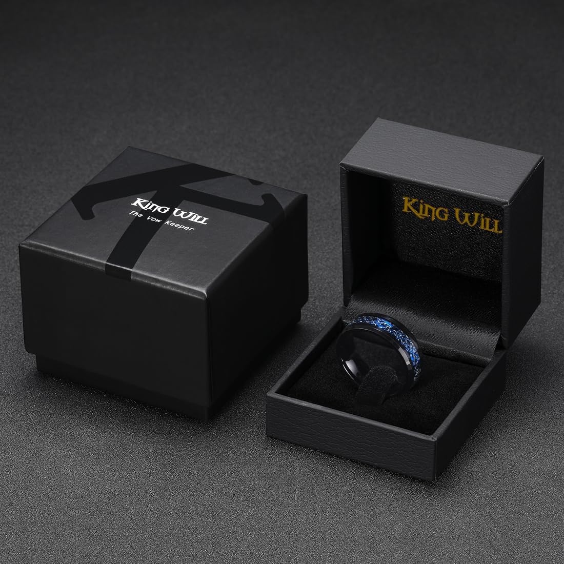 image:imageKing Will Mens Dragon Celtic Tungsten Ring Size 416DBlack Blue Edge 8mm