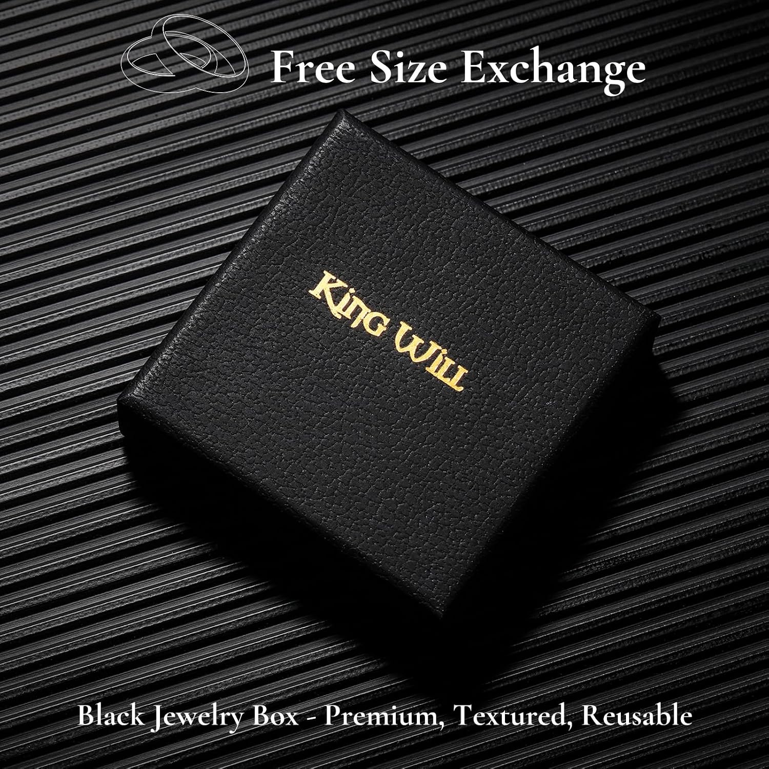 image:imageKing Will Mens Lasered Western Stainless Steel Rings 8mmDiamond PatternsGold