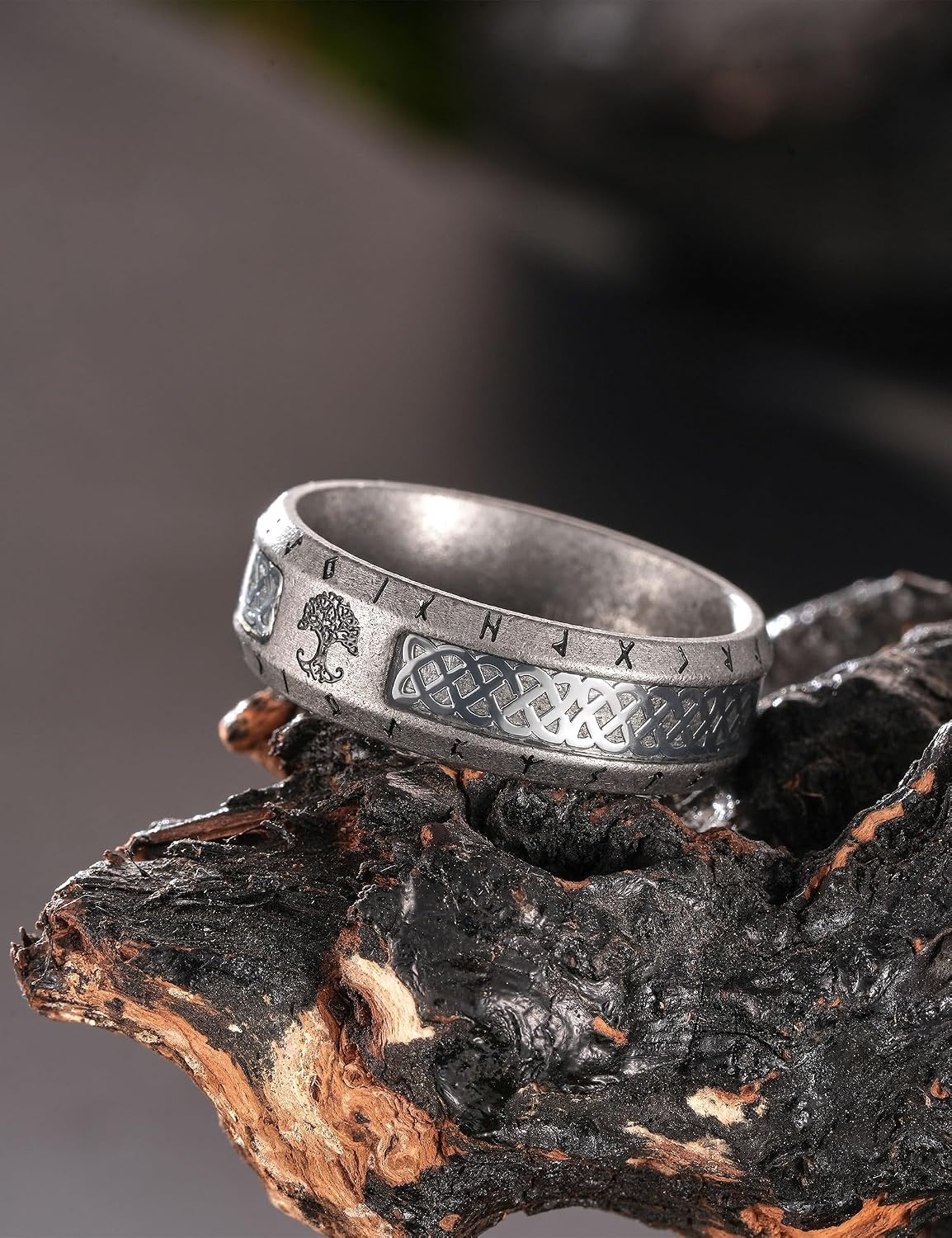 image:imageKing Will Viking Wedding Band Tree of Life RuneampAbalone Shell InlayAGreyCeltic Knot