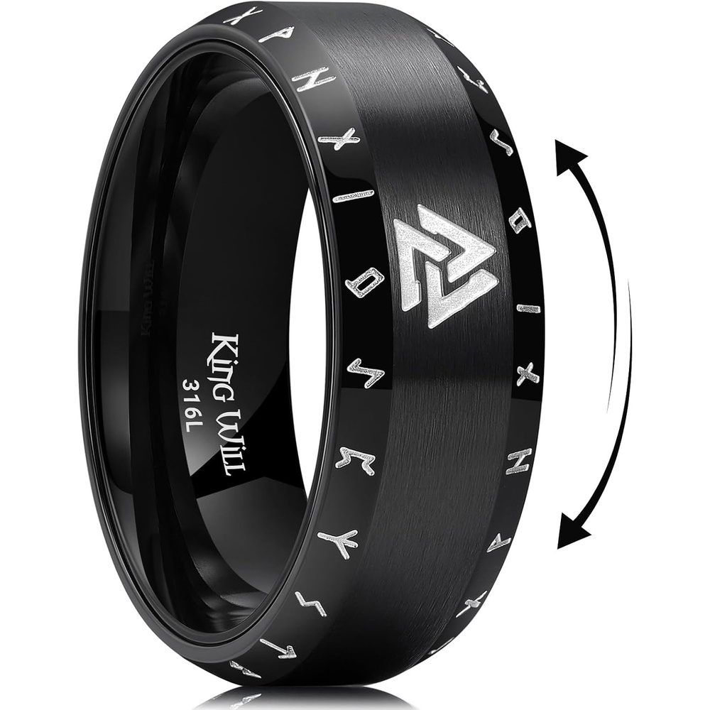 image:imageKing Will Stainless Steel Wedding Band Viking rune engravingViking Knot