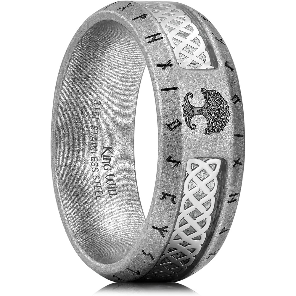 image:imageKing Will Viking Wedding Band Tree of Life RuneampAbalone Shell InlayAGreyCeltic Knot