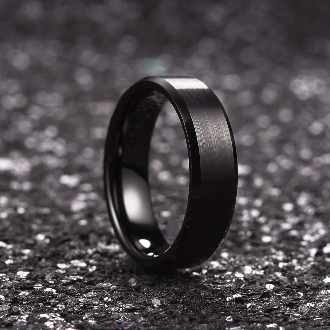 image:imageKing Will Titanium Wedding Band for Men WomenABlack 6mm