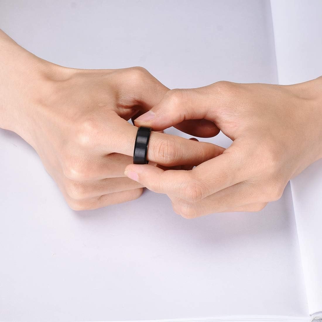 image:imageKing Will Titanium Wedding Band for Men WomenABlack 8mm