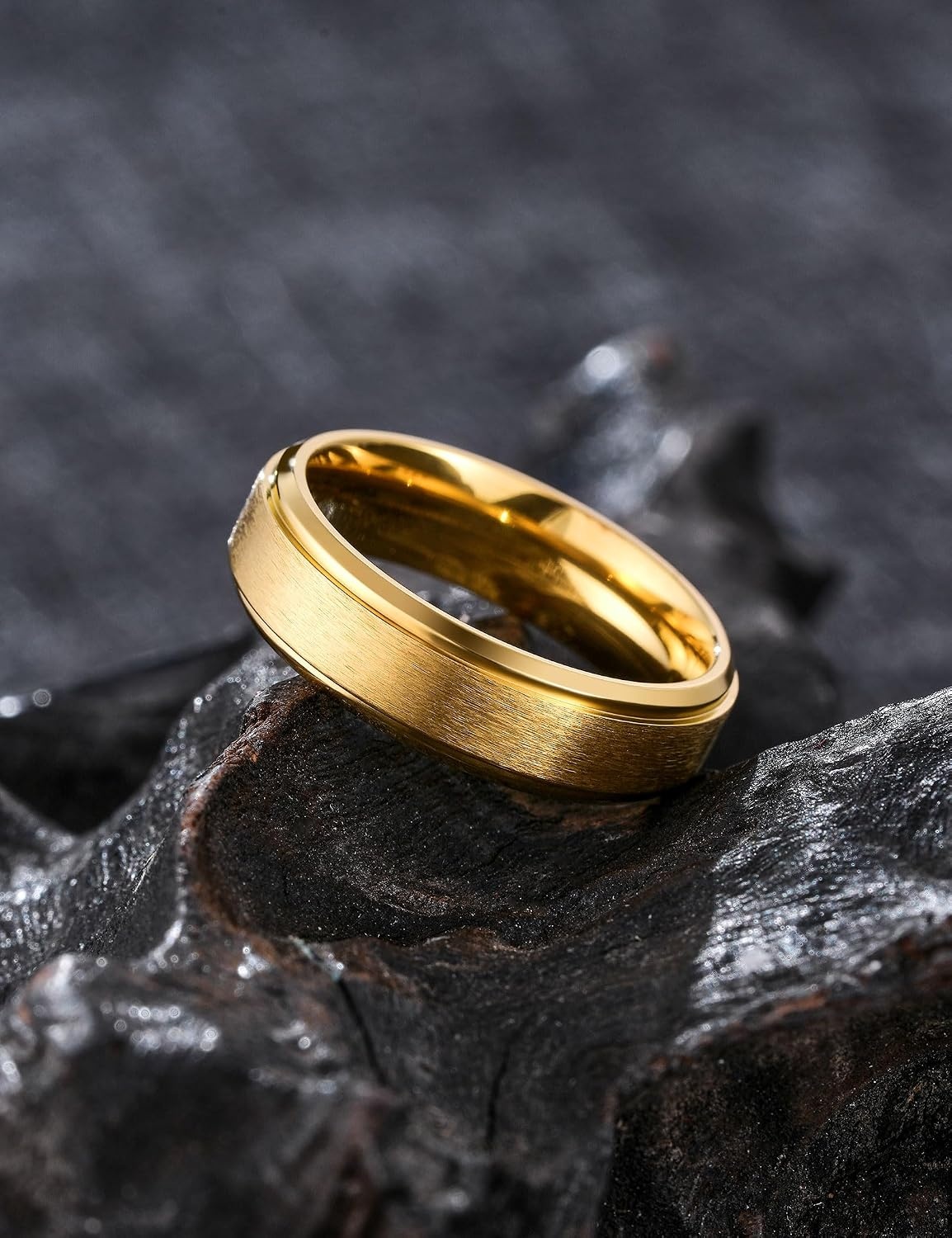 image:imageKing Will Titanium Wedding Band for Men WomenBGold6mm