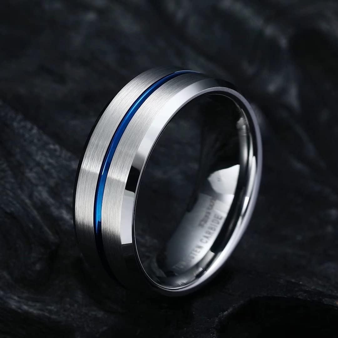 image:imageKing Will Tungsten Carbide Wedding Band for Men Size 416Silver and Blue