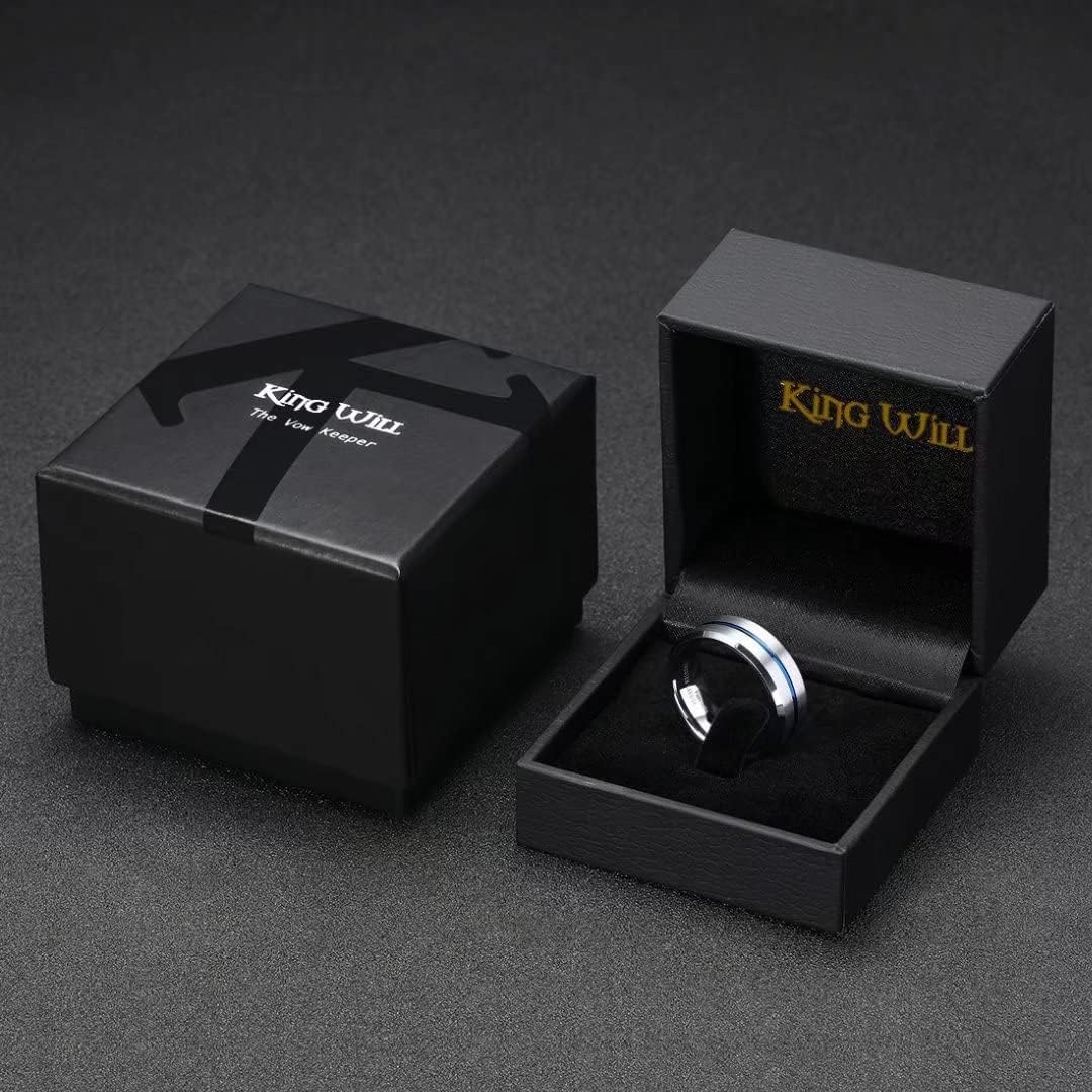 image:imageKing Will Tungsten Carbide Wedding Band for Men Size 416Silver and Blue