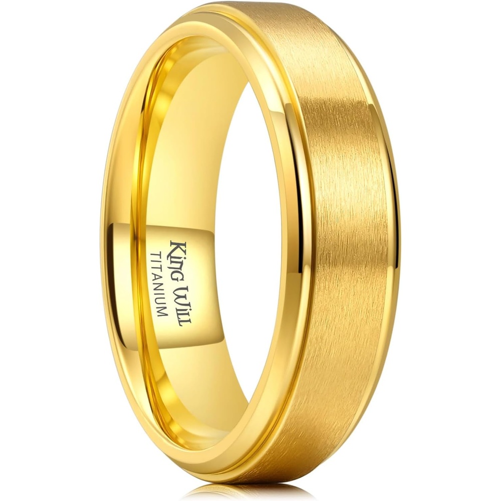 image:imageKing Will Titanium Wedding Band for Men WomenBGold6mm