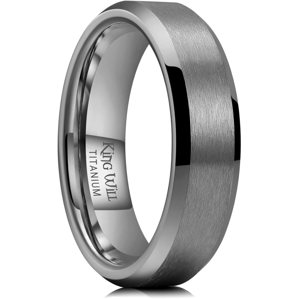 image:imageKing Will Titanium Wedding Band for Men WomenGunmetal Gray6mm