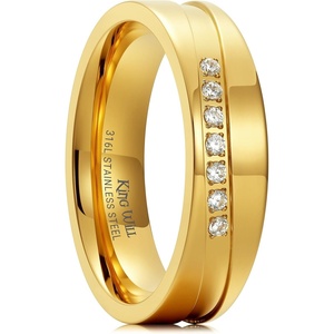 King Will Men’s Titanium Wedding Band – 8mm Polished Band Size 7-14(Gold-White-6mm)