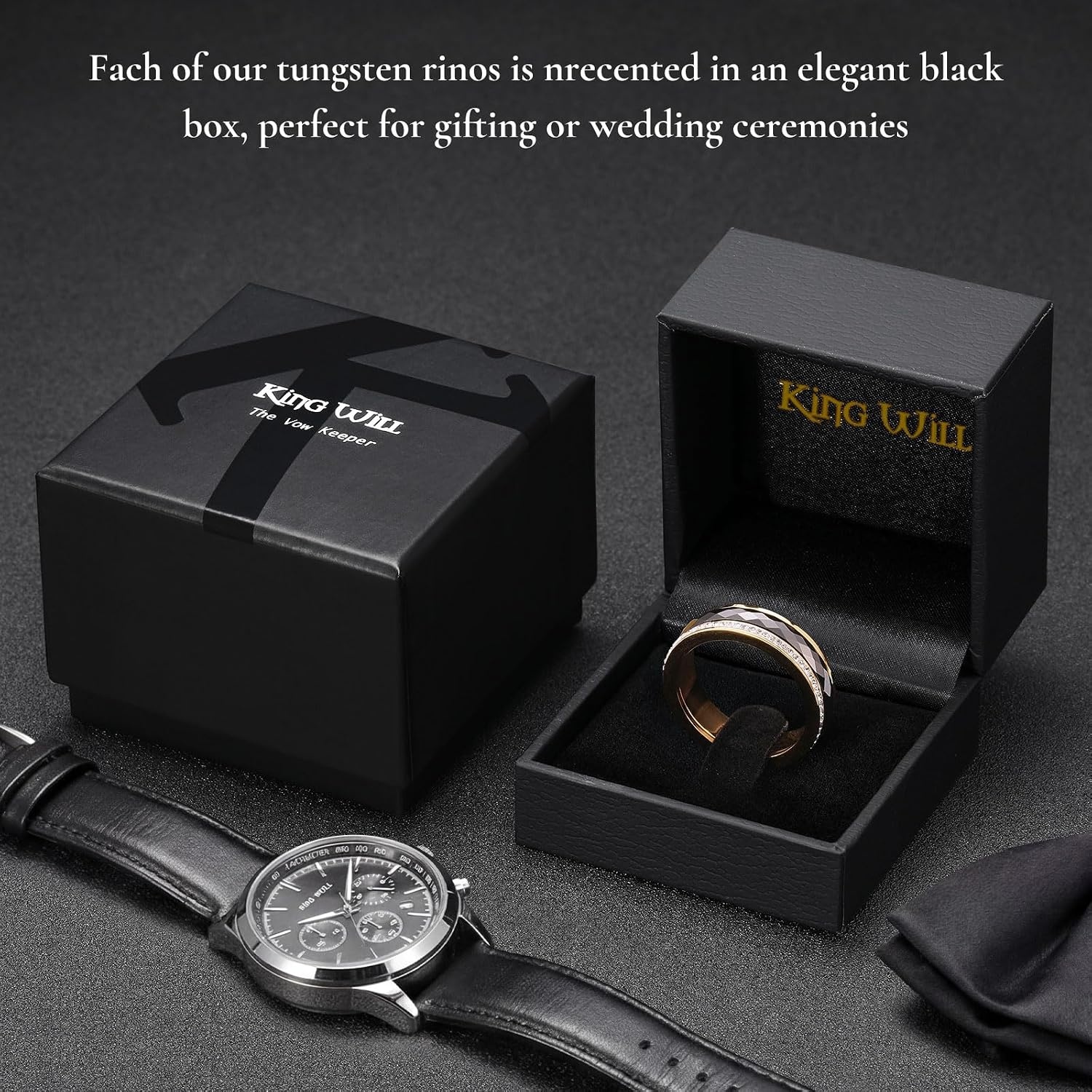 image:imageKing Will 4mm6mm Black Ceramic Rings Mens Wedding Rings SpinnerBlack 5mm