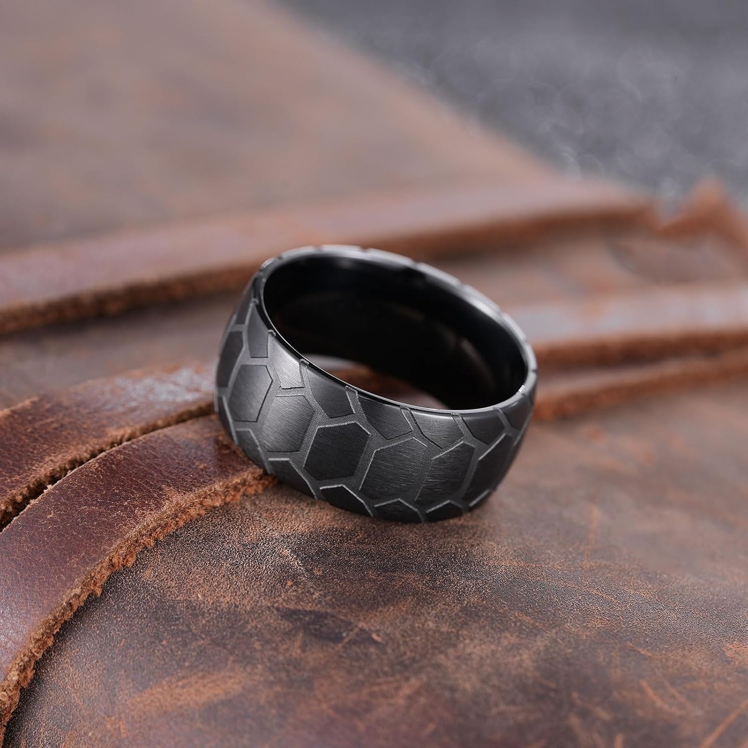 image:imageKing Will Premium All Carbon Fiber Wedding Band for Men Size 71410mmBlackB