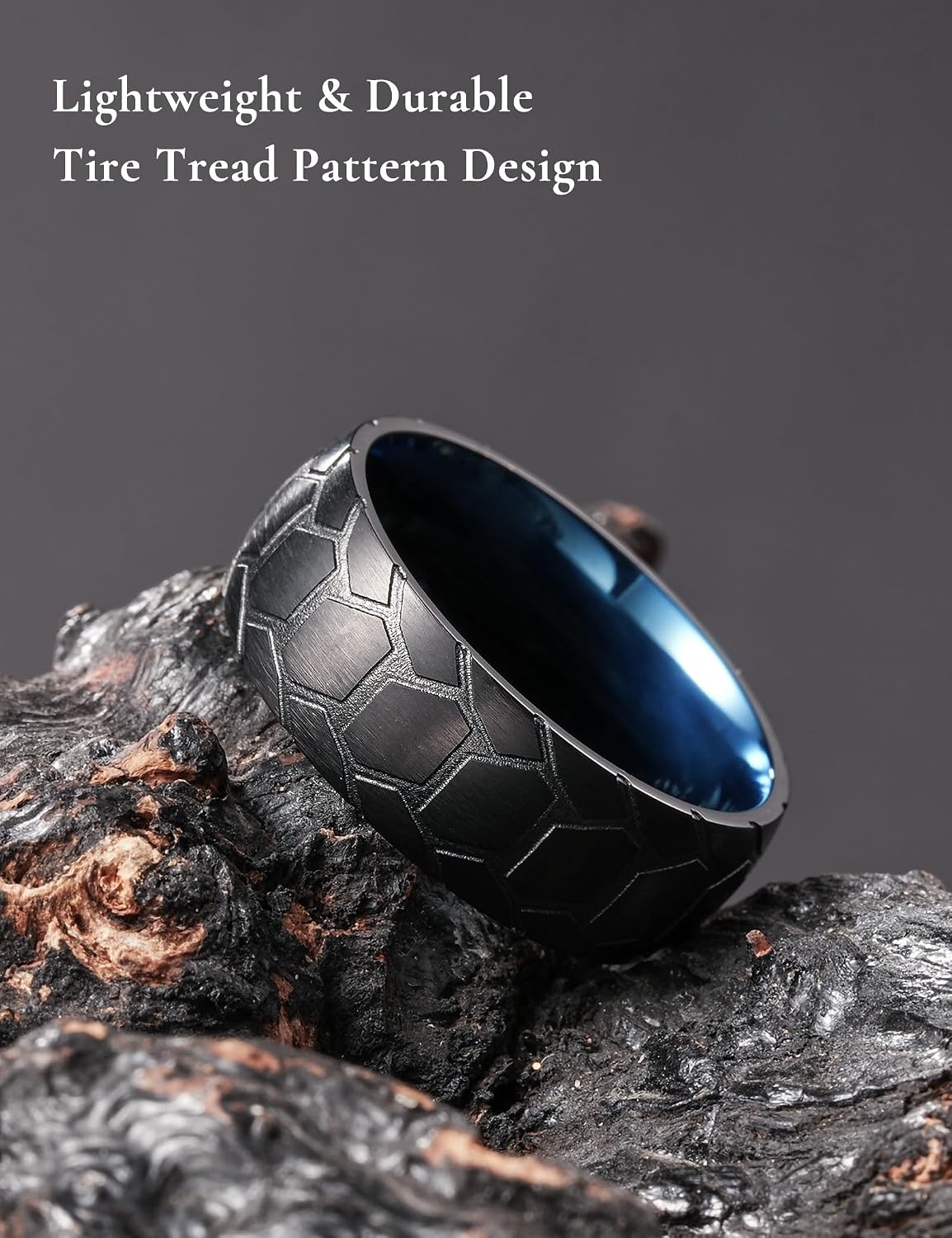 image:imageKing Will Premium All Carbon Fiber Wedding Band for Men Size 714Black Blue8mm