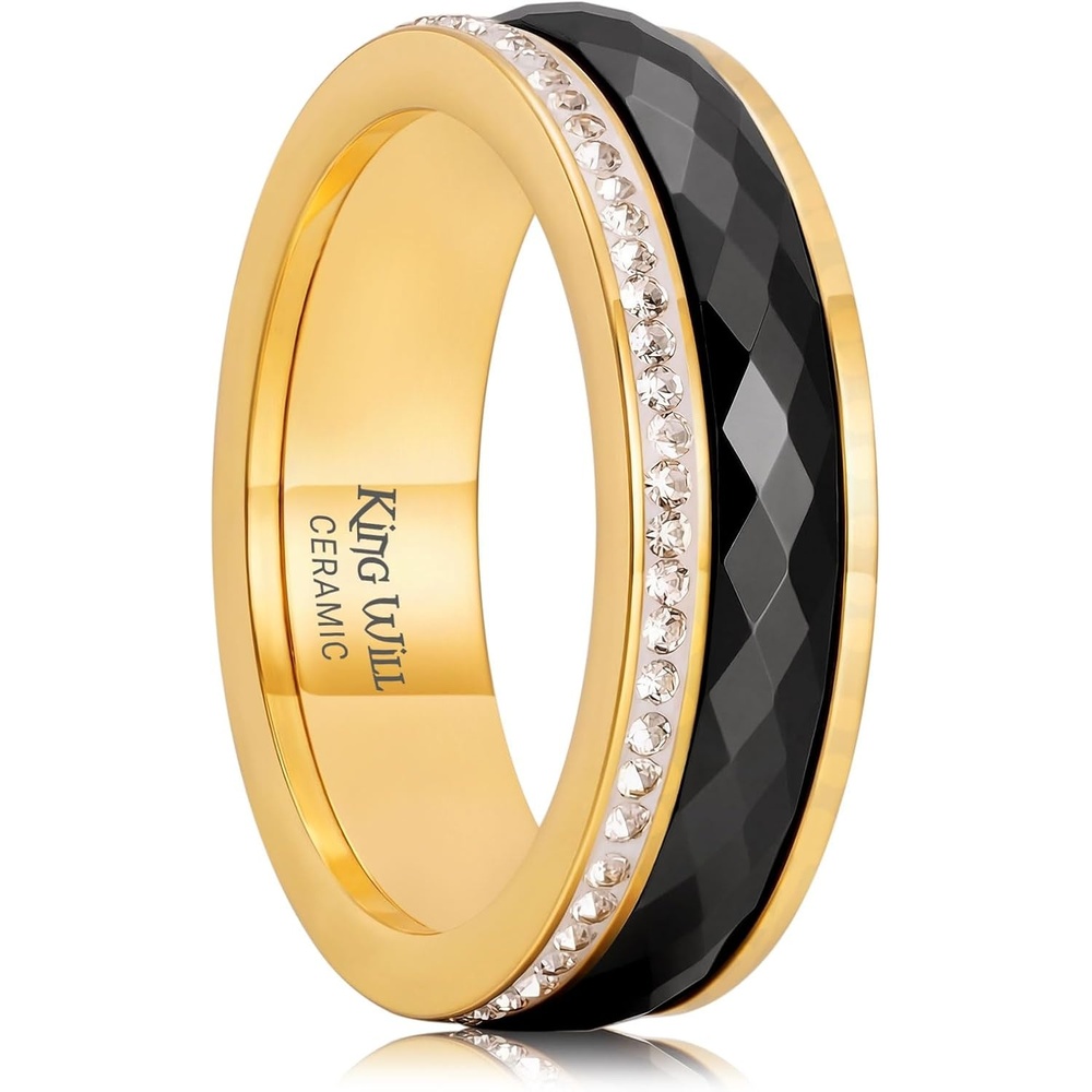 image:imageKing Will 4mm6mm Black Ceramic Rings Mens Wedding Rings SpinnerBlack 5mm