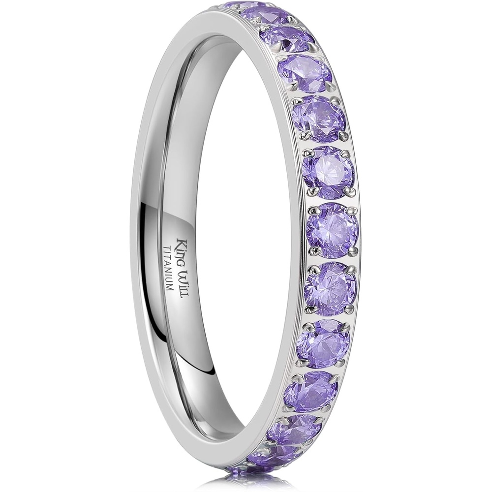 image:imageKing Will CZ Simulate Diamond Stackable Rings for WomenSilver with 3mm Violet CZ