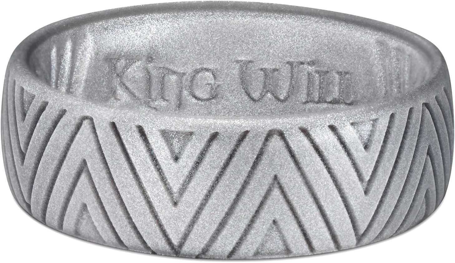image:imageKing Will Silicone Wedding Band for Men Women Dinasour PatternAMetallic Dark Gray